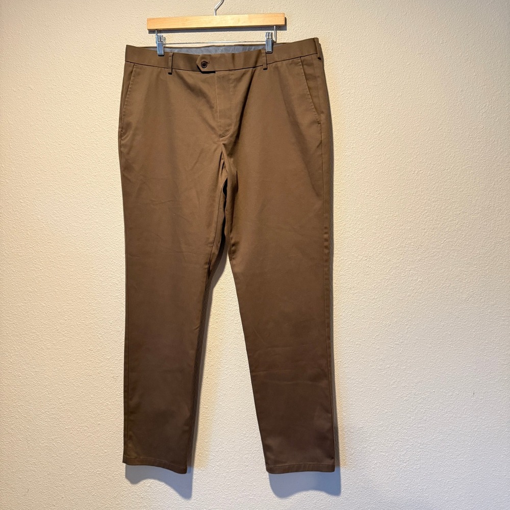 Charles Tyrwhitt Mens Slim Fit Non-Iron Chinos Brown 40W 34L Cotton Stretch